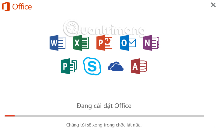 Thông báo cài đặt Office 365