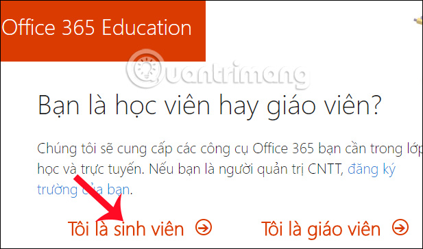 Chọn sinh viên hoặc giáo viên 