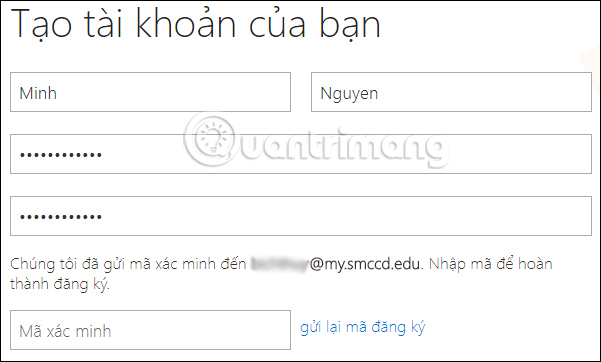 Tạo tài khoản đăng ký