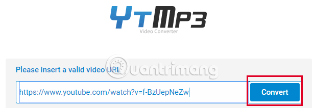 Dán link video YouTube vào ytmp3.cc