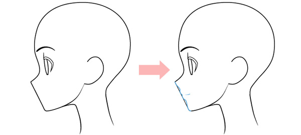 Miệng nhân vật từ góc nhìn một bên mặt