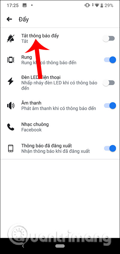Tắt thông báo đẩy