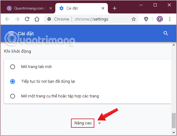 Chọn Khôi phục cài đặt về mặc định ban đầu
