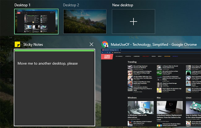 Nhấp vào tùy chọn New desktop