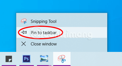 Ghim Snipping Tool vào Task bar