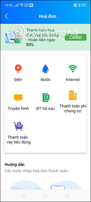 Chọn Hóa đơn cần trả