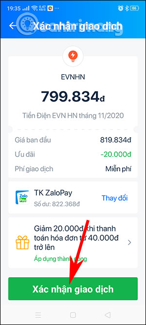 Xác nhận giao dịch