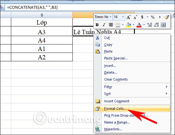 Format Cells