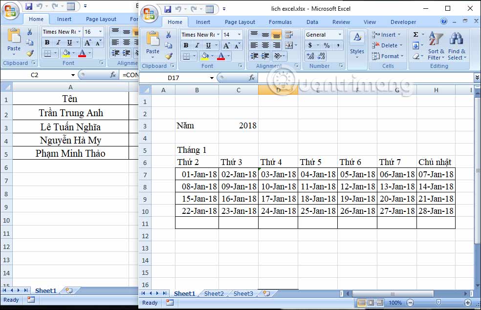 Mở 2 cửa sổ Excel