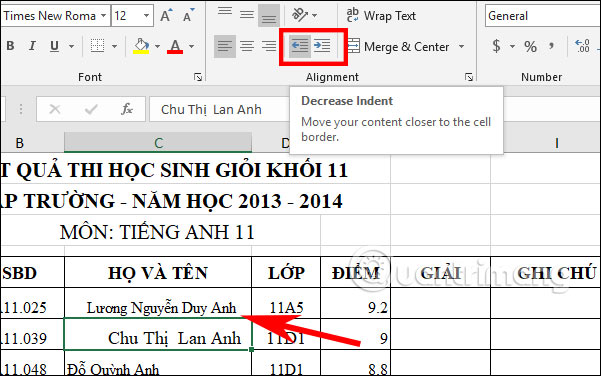 Công cụ thụt lề