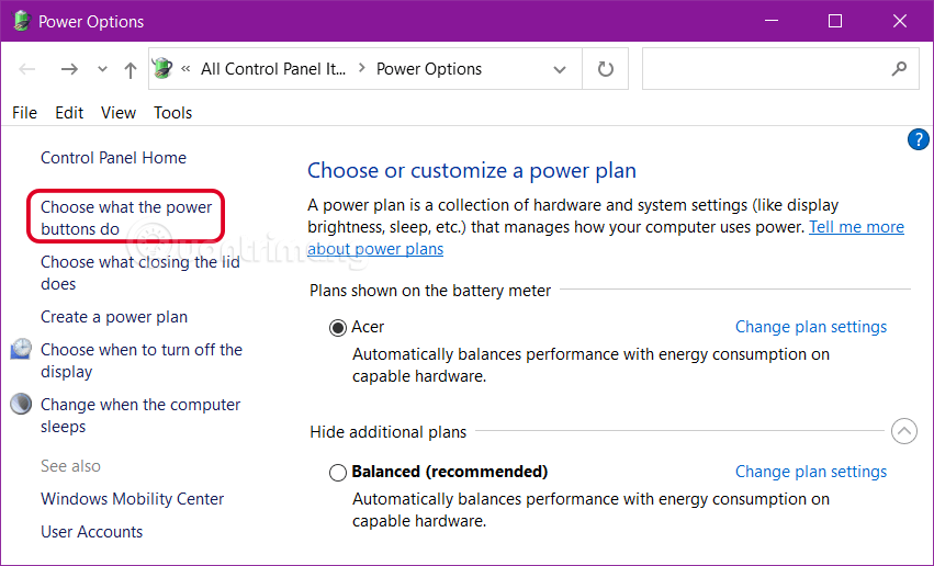 Tìm Change settings that are currently unavailable