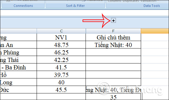 Hiện lại cột