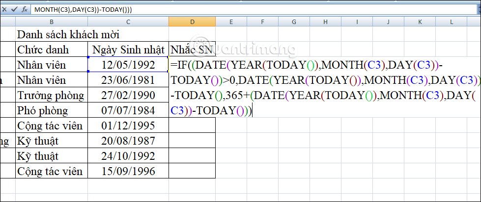 Nhập công thức tính 