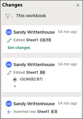 Danh sách nội dung thay đổi