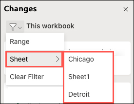 Chọn Sheet muốn lọc thay đổi