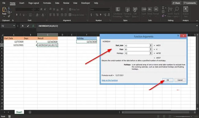Hộp thoại Function Arguments sẽ mở ra