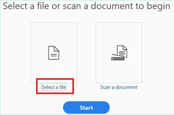 Chọn nút Select a file