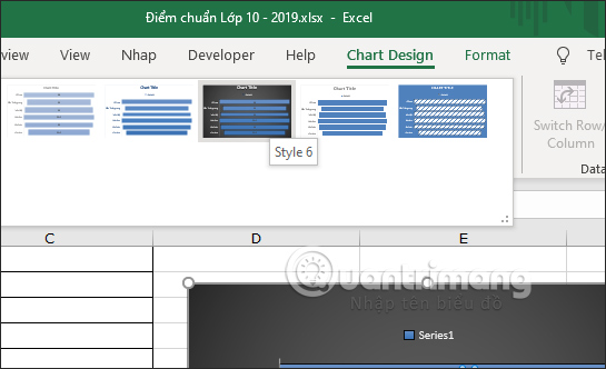 Đổi kiểu biểu đồ hình phễu Excel