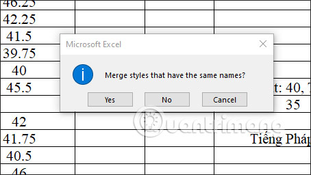 Đồng ý hợp nhất viền ô Excel