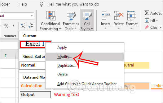 Chỉnh sửa viền ô Excel