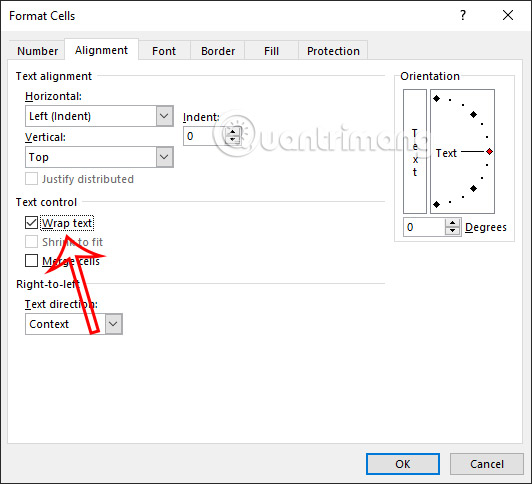 Nhấn chọn Wrap Text trong Excel