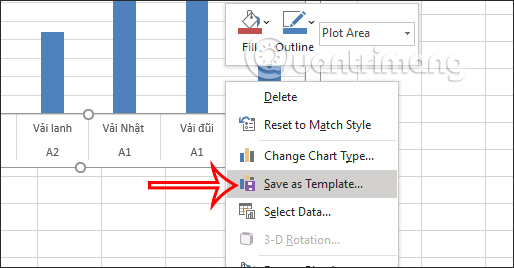 Tạo biểu đồ mẫu Excel