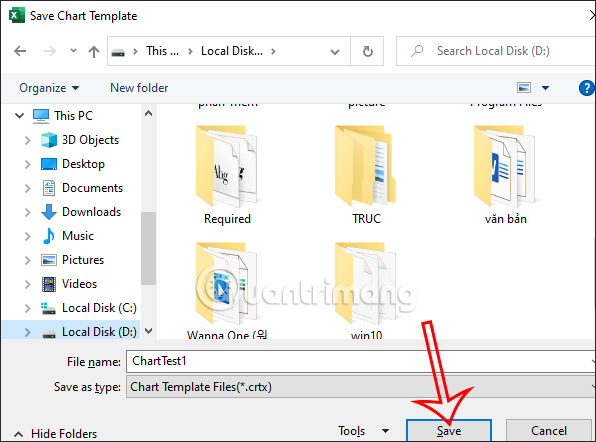 Lưu biểu đồ mẫu Excel