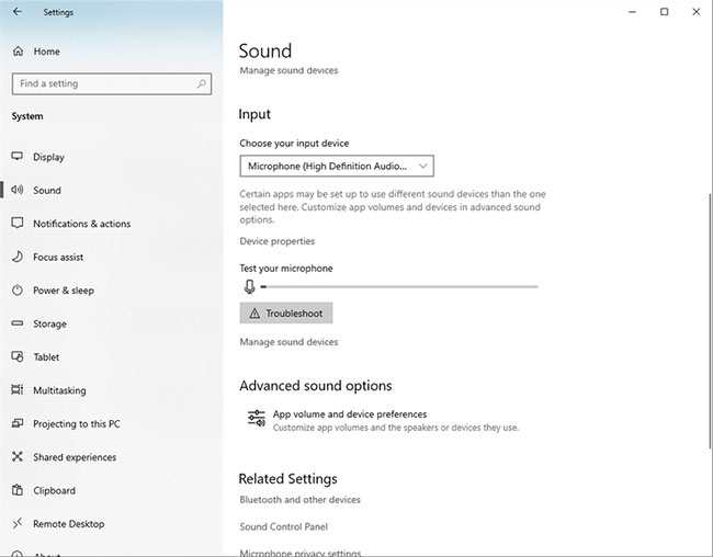 Thay đổi cài đặt âm thanh trong ứng dụng Windows Settings