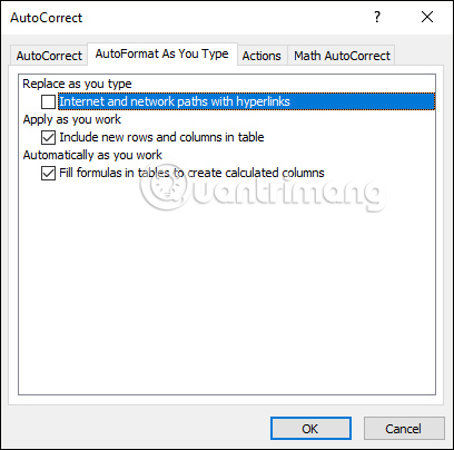 Bỏ hiện link trong Excel
