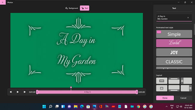Thêm và tùy chỉnh thẻ tiêu đề trong Video Editor của Windows 11