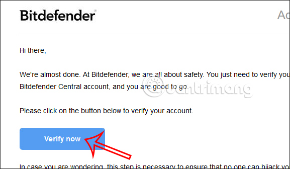 Xác minh tài khoản đăng ký Bitdefender Total Security