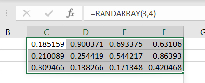 Hàm RANDARRAY Excel