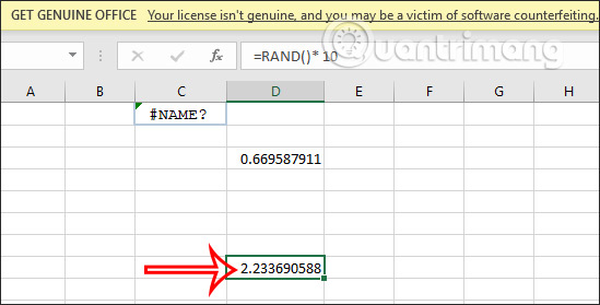 Hàm RAND tìm số ngẫu nhiên Excel