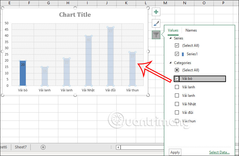 Cách dùng bộ lọc biểu đồ trong Excel - Ảnh minh hoạ 2